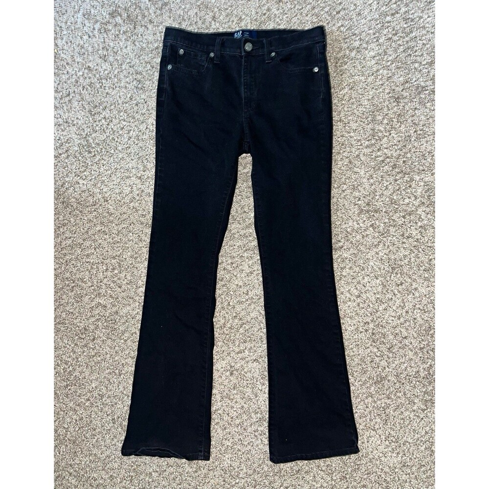 GAP Women’s Denim Boot Bootcut Jeans Black 4/ 27R Mid Rise Dark Wash Stretch